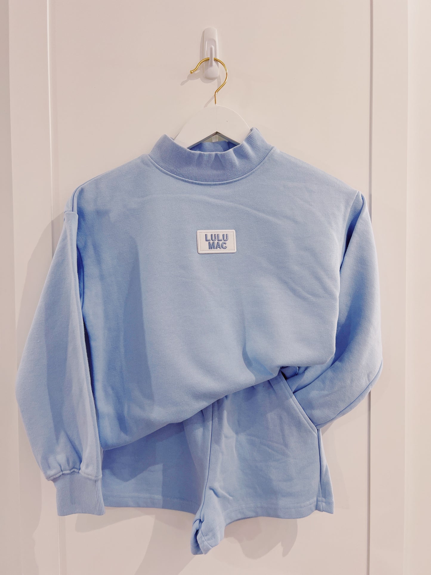 LuLu Mac Kid Terry Cloth Shorts- Light Blue