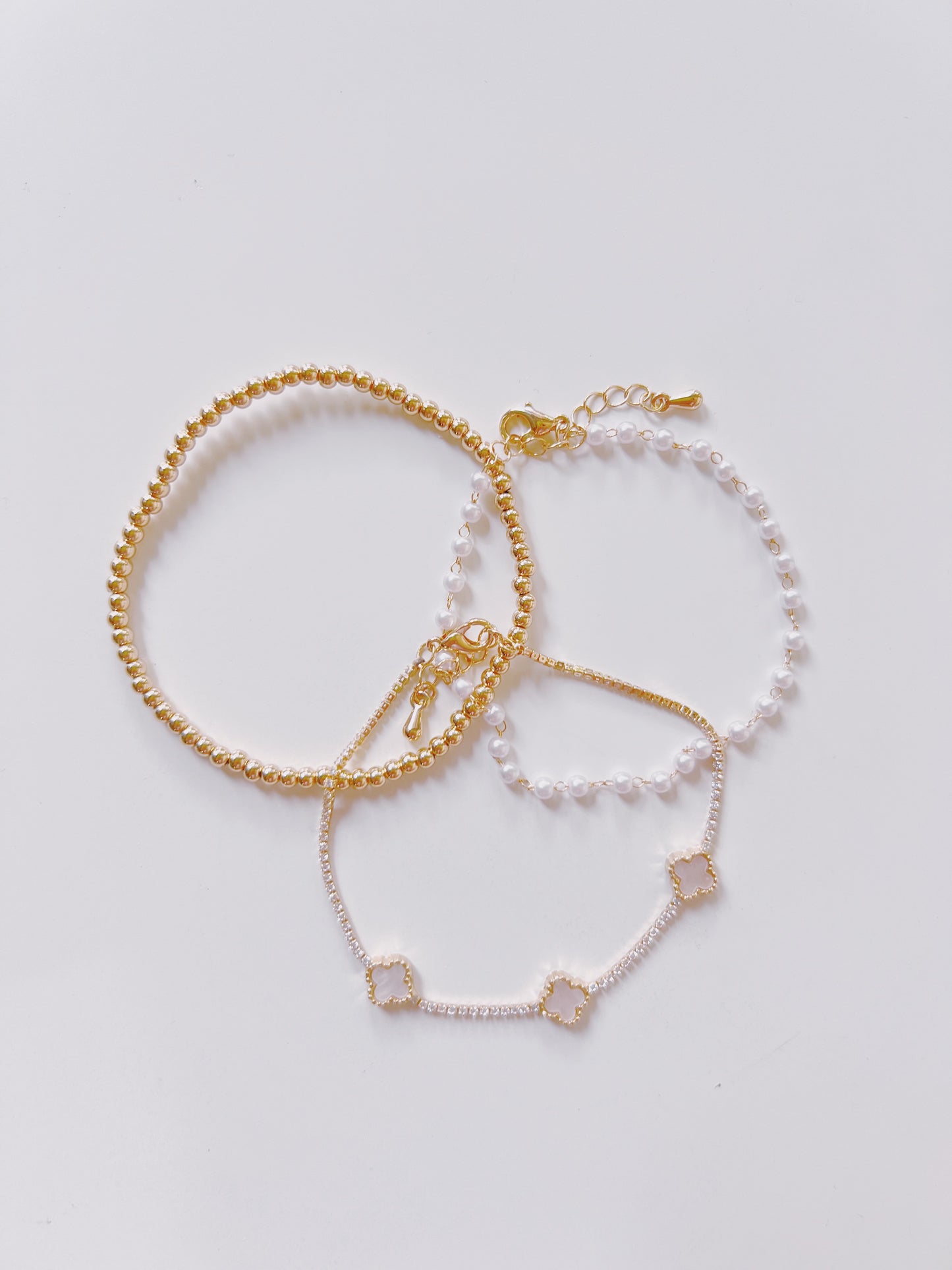Gold Clover Bracelet Set