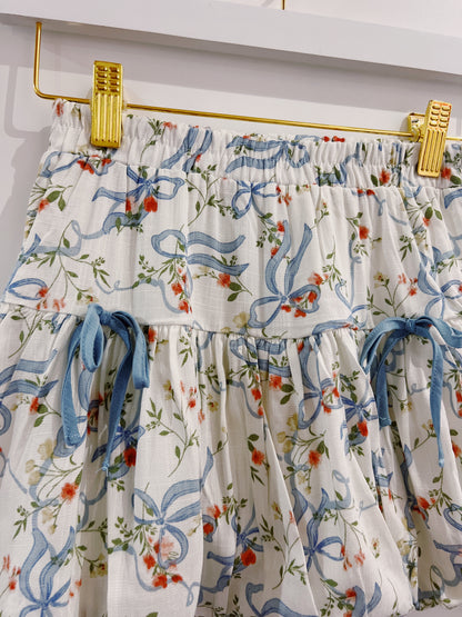 Hayden Blue Floral Ribbon Skirt