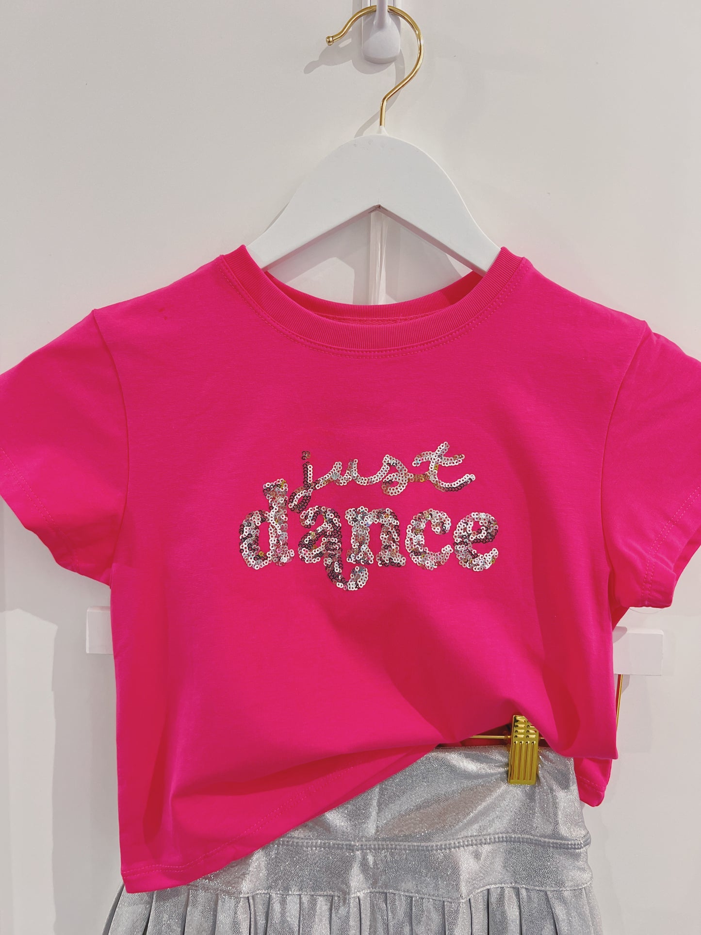 Hot Pink Glitter Just Dance Boxy Tee