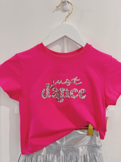 Hot Pink Glitter Just Dance Boxy Tee