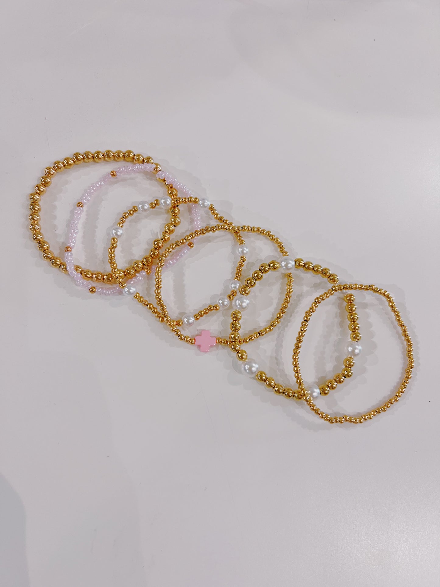 Pink Cross Bracelet Stack