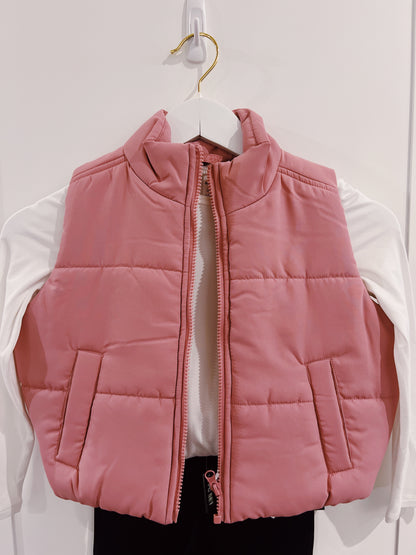 Pink Puffer Vest 3 Pc Set