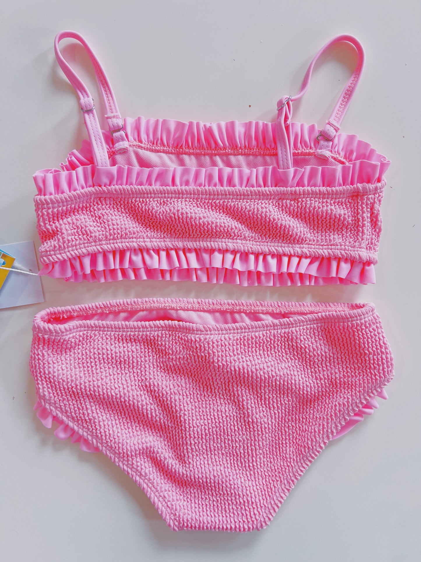 Candy Pink Crinkle Bandeau Bikini