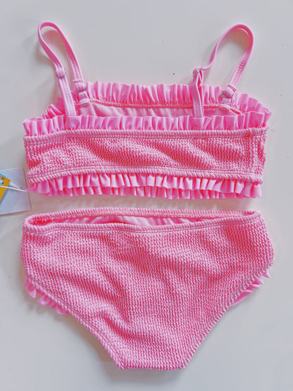 Candy Pink Crinkle Bandeau Bikini