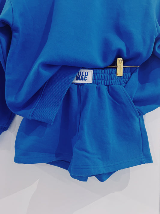 LuLu Mac Kid Terry Cloth Shorts- Bright Blue