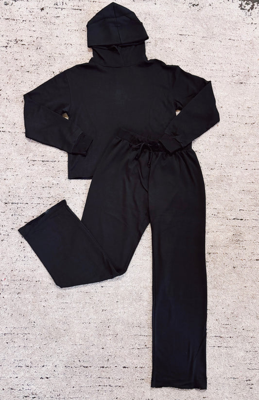 Suzette Black Cloud Pullover Raw Edge Hoodie