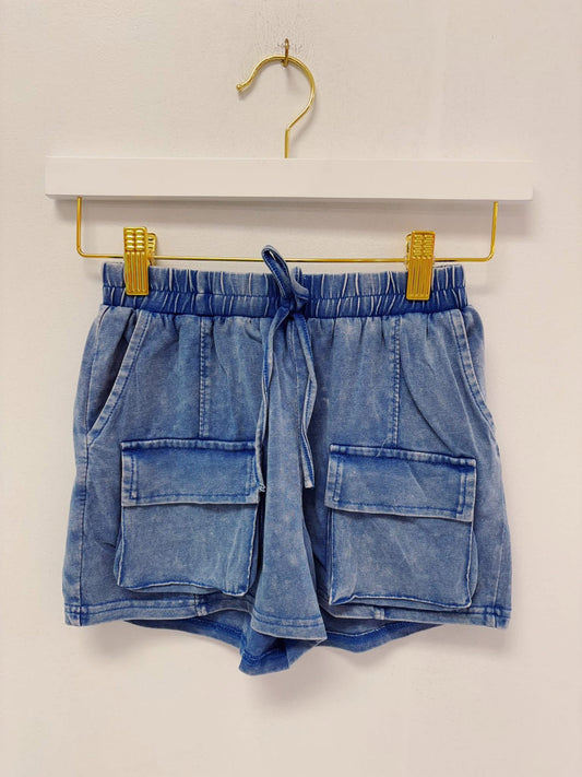 Hayden Blue Knit Cargo Shorts