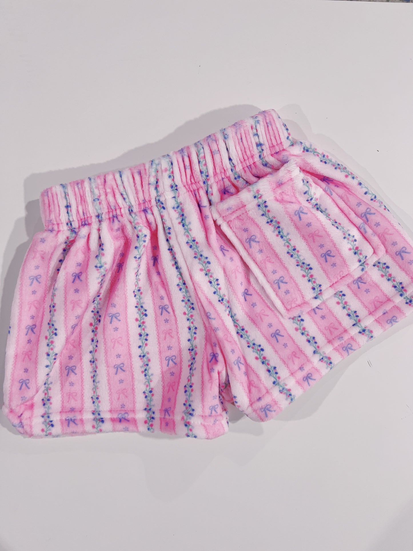 Floral Stripes Plush Shorts