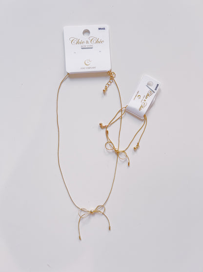 Gold Bow Snake Chain Bracelet