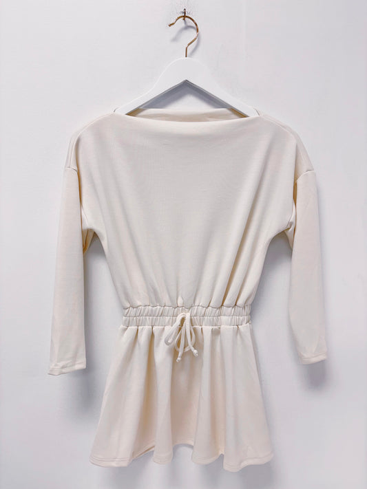 Good Girl Cream Modal Knit Boat Neck Dress