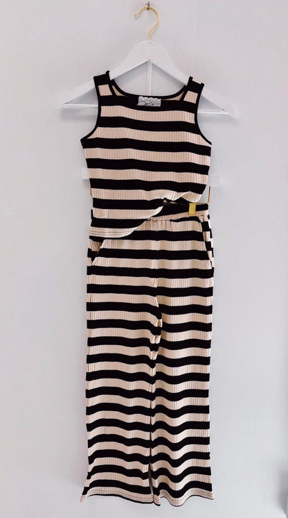 Sadie & Sage Black/Ivory Stripe Rib Tank