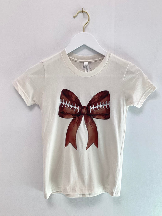White Coquette Football Bow Tee