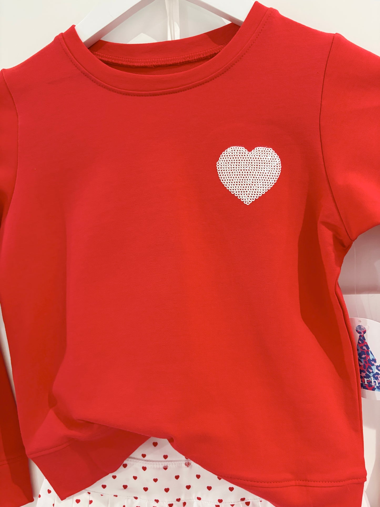Azarhia Red Sequin Heart L/S Tee