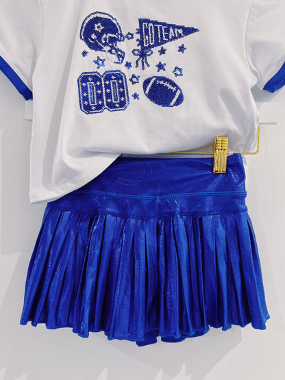 Royal Blue Shimmer Mini Pleated Skort