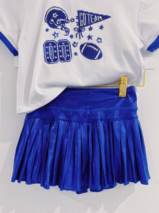 Royal Blue Shimmer Mini Pleated Skort