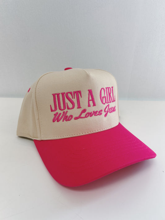 Just a Girl Who Loves Jesus Hat- Hot Pink