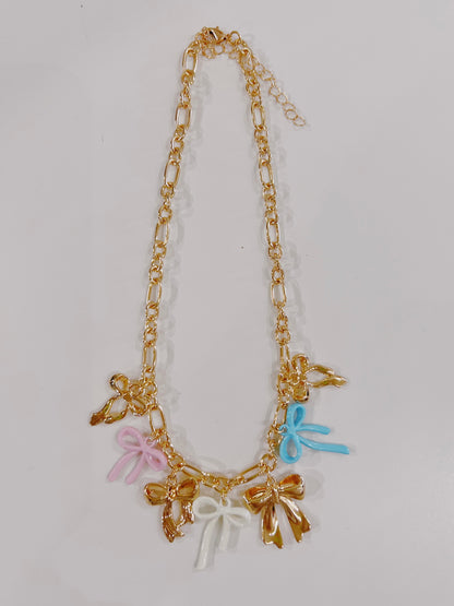 Pastel Bow Charm Necklace