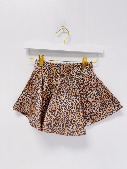 Paper Flower Animal Print Skort