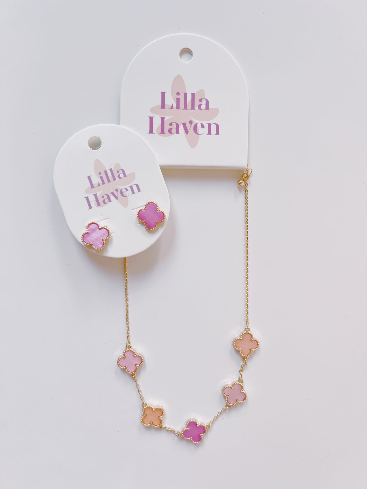 Pink Clover Stud Earrings