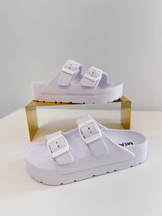 Mia Little Kia White 2 Strap Platform Sandal