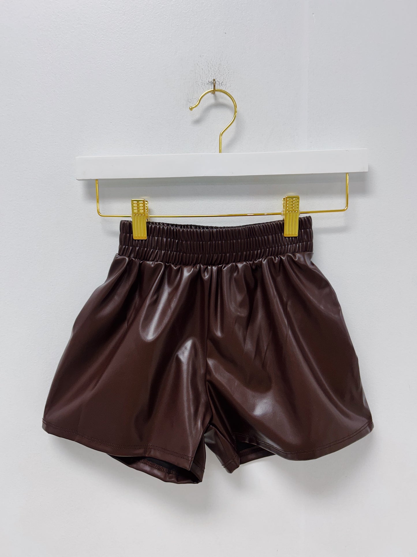Good Girl Brown Faux Leather Boxer Shorts