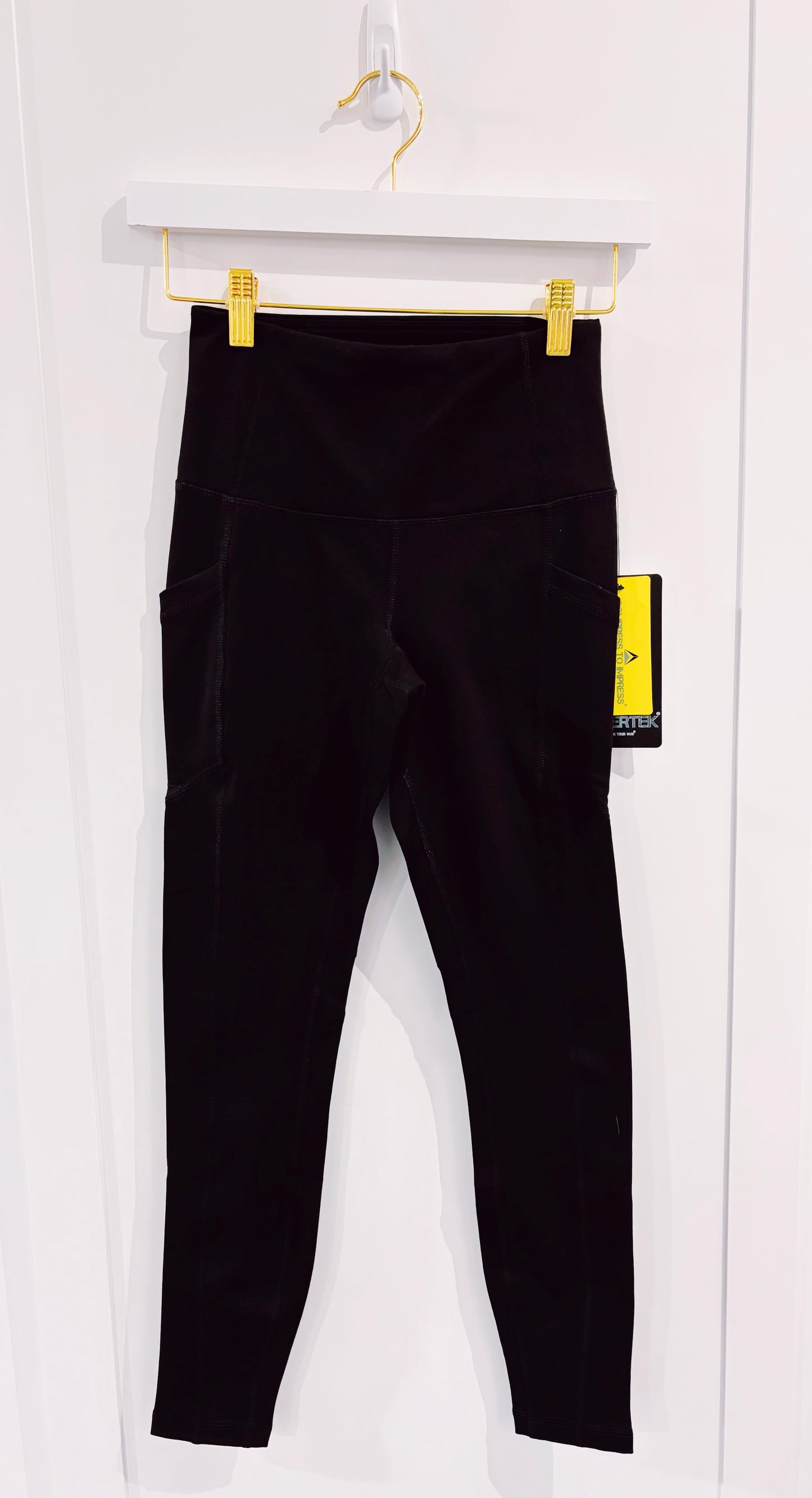 Juniors Black Hypertek Side Pocket High Waist Legging