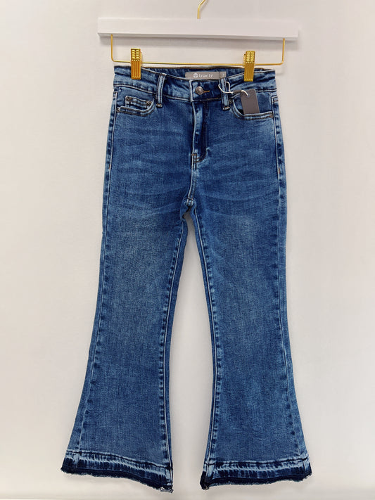 Tractr Distressed Hem Flare Jean