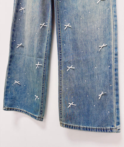 Vintage Havana Rhinestone Bow Denim