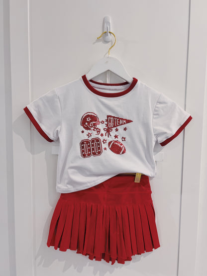 Azarhia Crimson Sequin Football Elements Boxy Tee