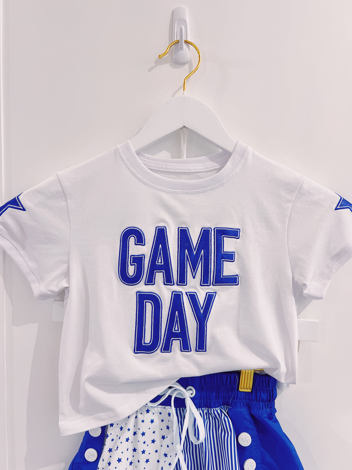 Azarhia Royal Shimmer Applique Boxy Tee