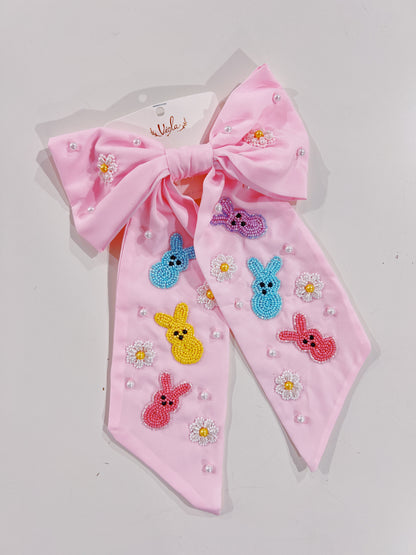Easter Bunny Beaded Bow