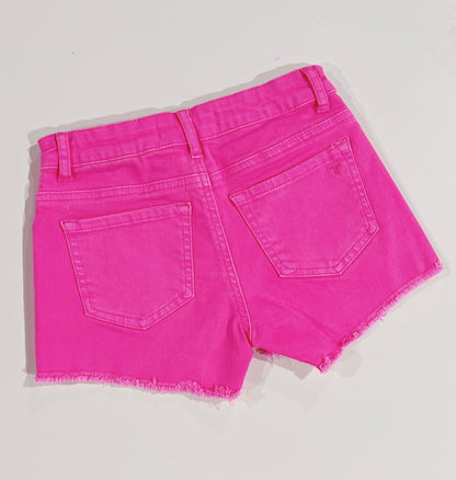 Tractr Neon Pink Denim Shorts