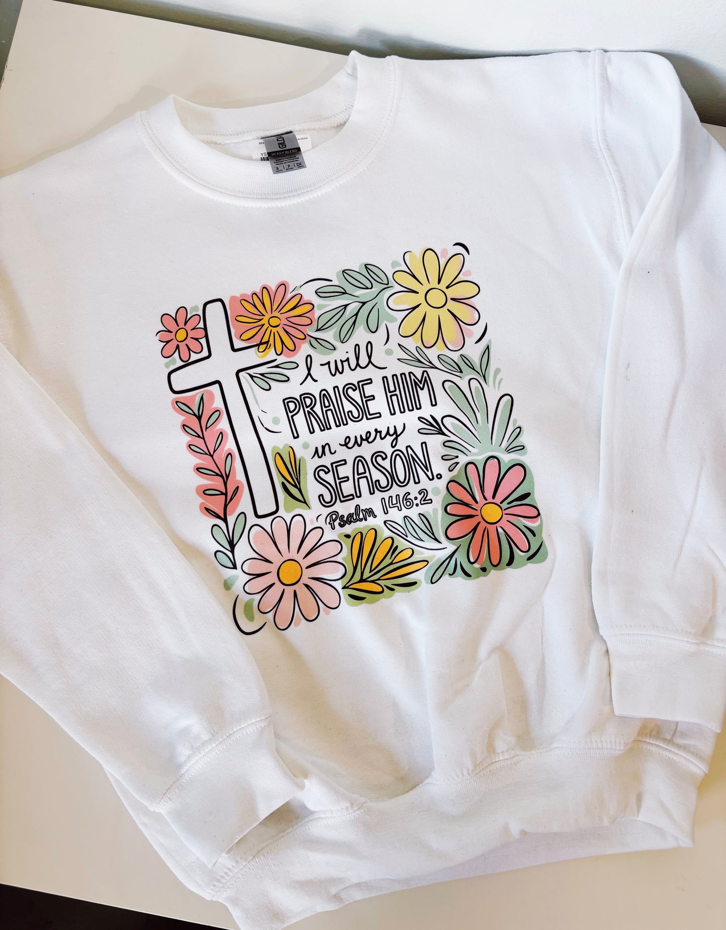 White I Will Praise Him Graphic Sweatshirt