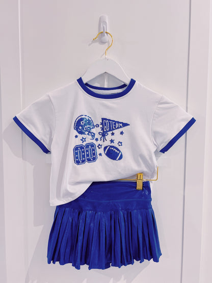 Royal Blue Shimmer Mini Pleated Skort