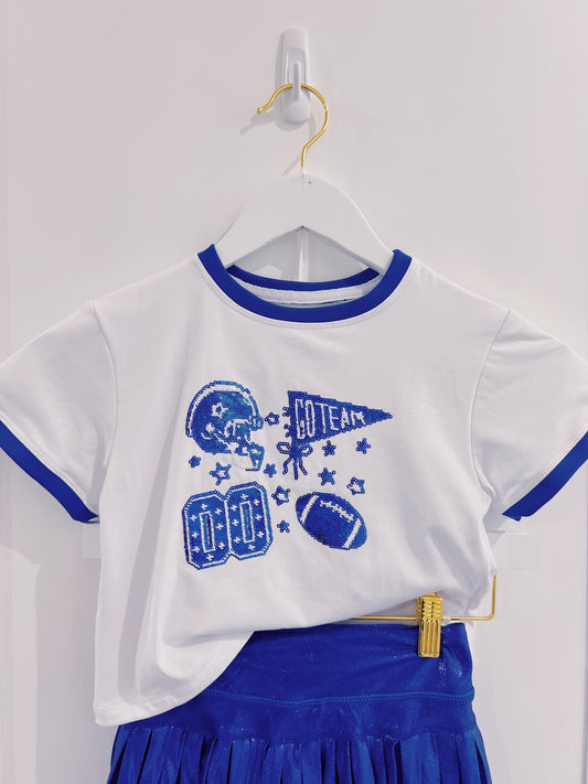 Azarhia Royal Sequin Football Elements Boxy Tee