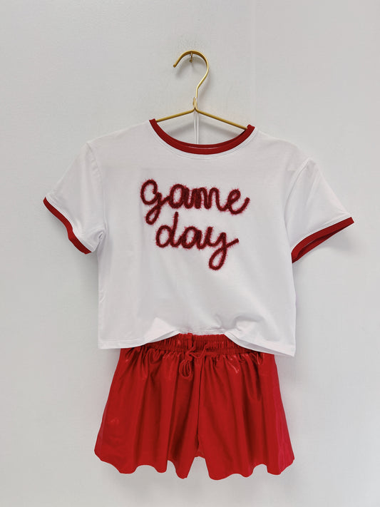 Azarhia Tinsel Game Day Boxy Tee- Crimson