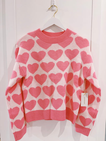 Juniors Strawberry Pink Heart Sweater