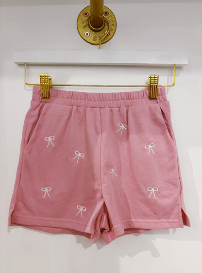 Hayden Pink Bow Embroidered Short Set