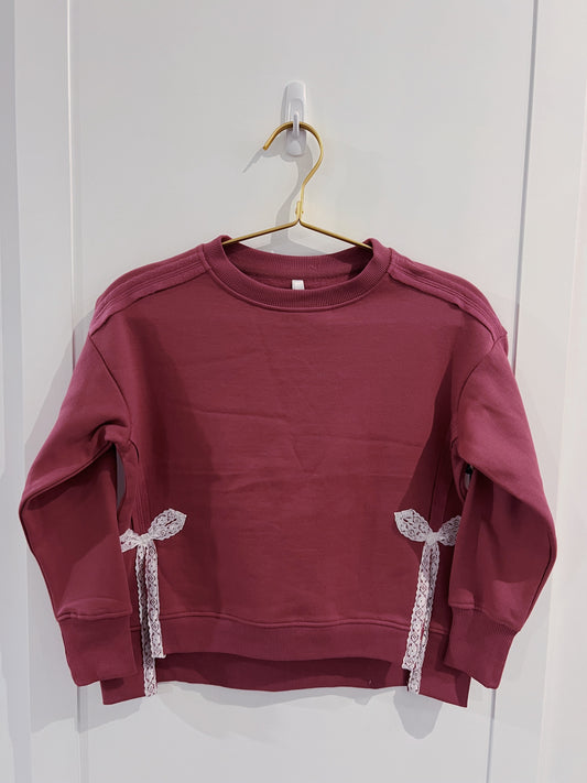Sweet Soul Mauve Cut Out Lace Sweatshirt