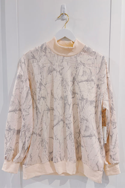 Juniors Khaki Camo Mock Neck Baggy Sweatshirt