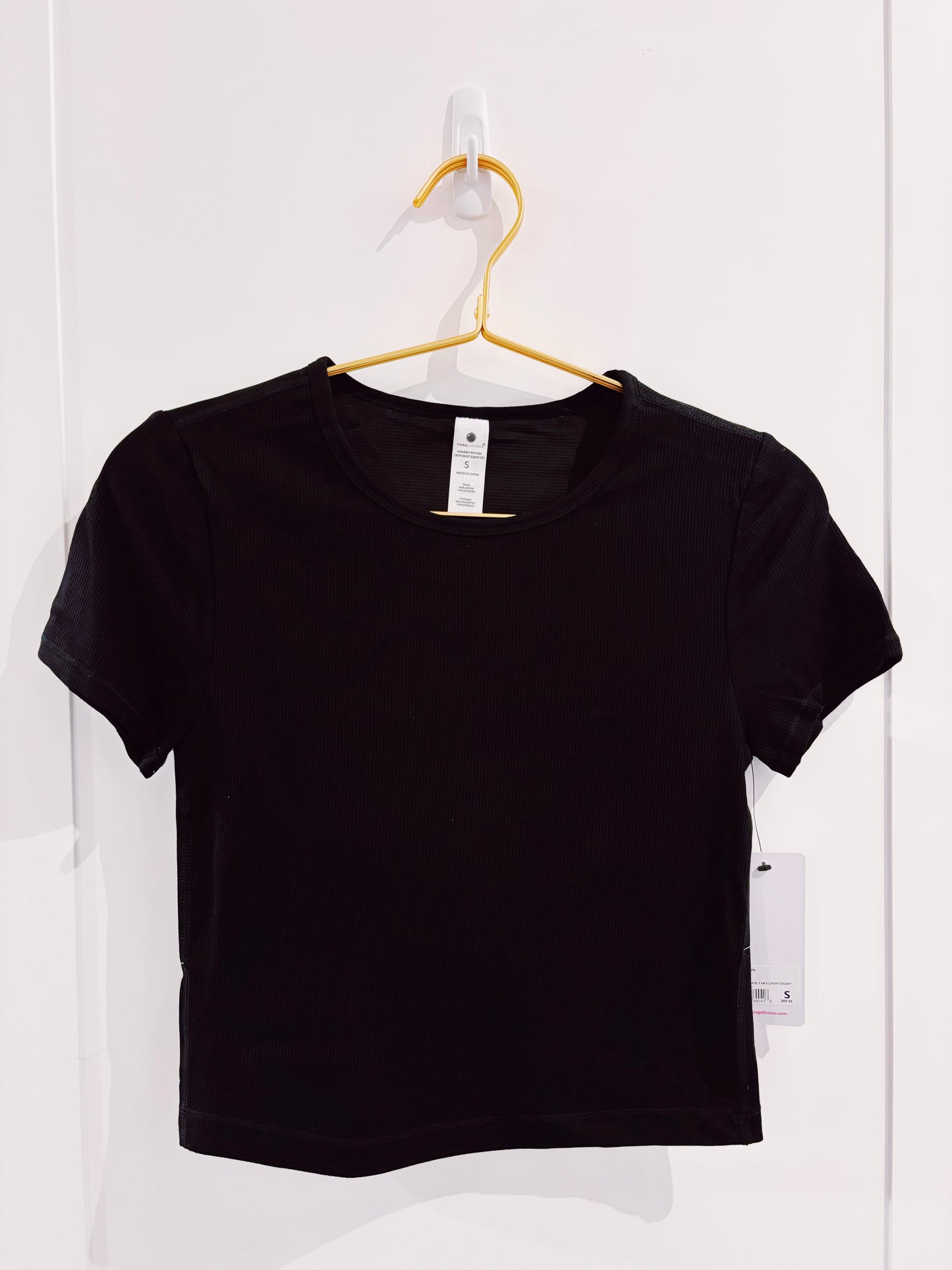 Juniors 2 Pack Black/White Rib S/S Top with Inner Bra