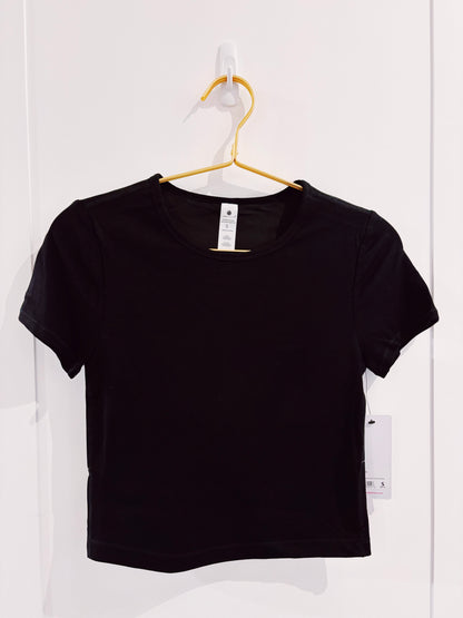 Juniors 2 Pack Black/White Rib S/S Top with Inner Bra