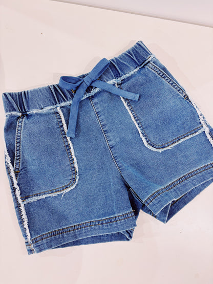 Indigo Soft Stretch Denim Shorts