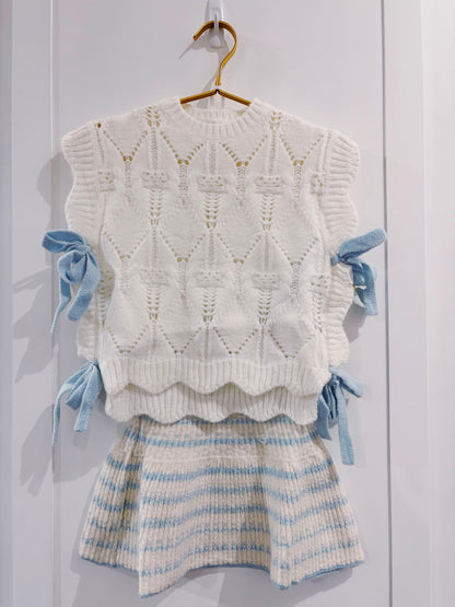 Blue Printed Sweater Skirt