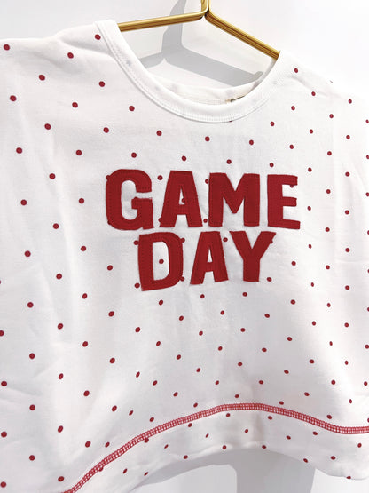 Hayden Crimson Polka Dot Game Day Top