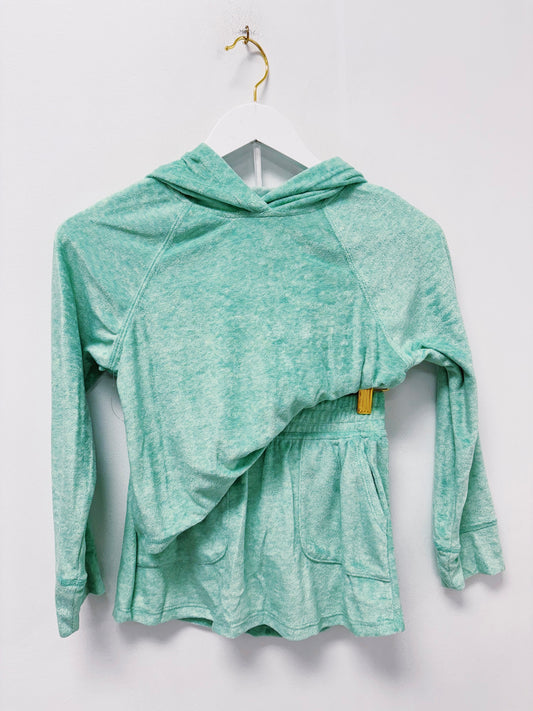 Jade Green Velour Hoodie Skort Set