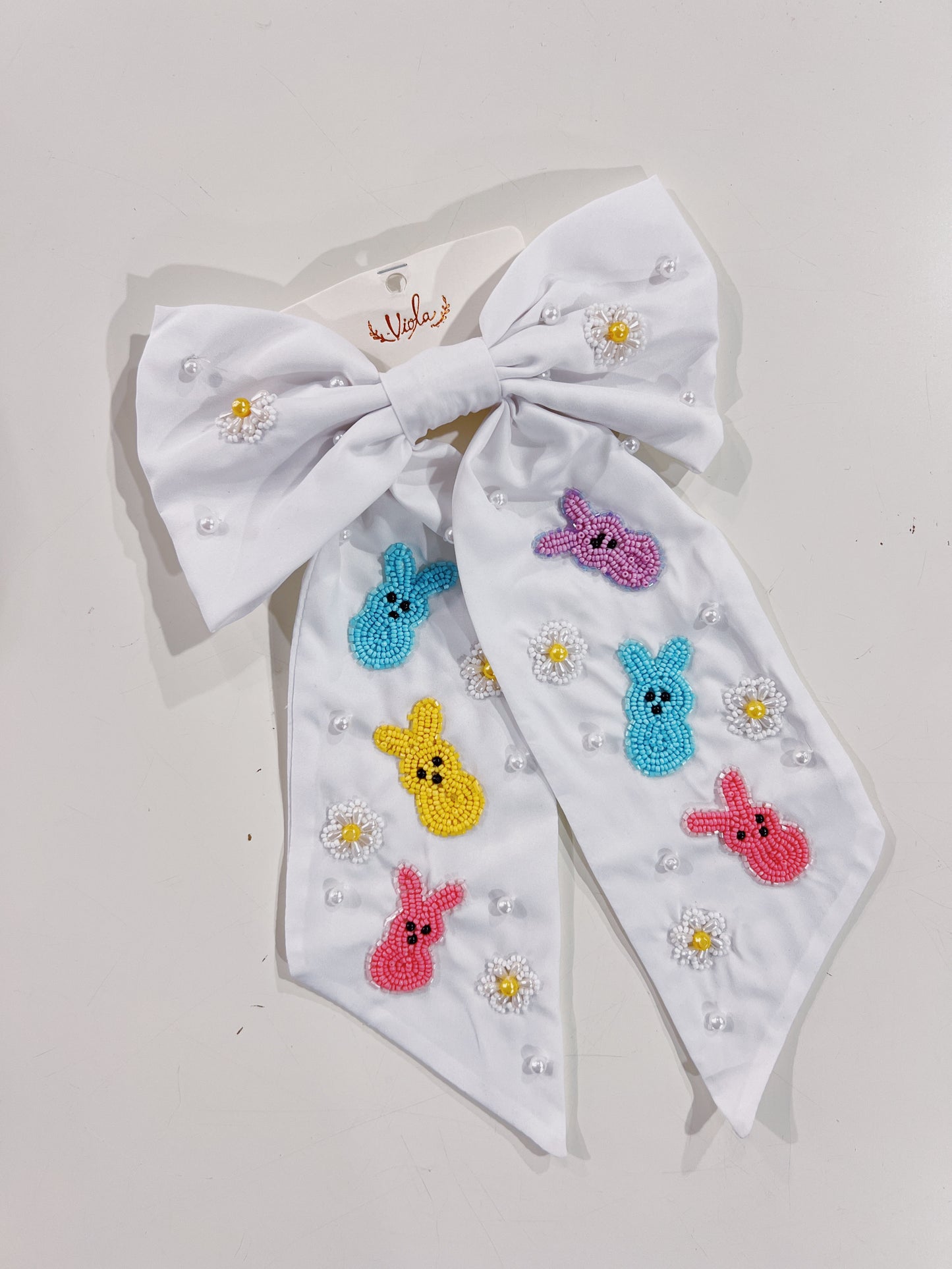 Easter Bunny Beaded Bow