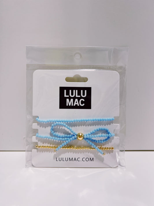 Bow Bracelet Stack- Light Blue