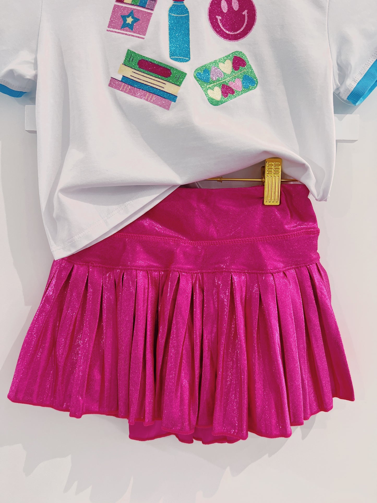 Hot Pink Shimmer Mini Pleated Skort
